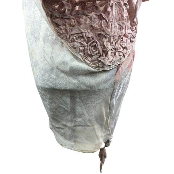 Emamo Silk Floral Sheer Tunic Blouse M Coquette Cottage Romantic Peasant Boho - Picture 8 of 16